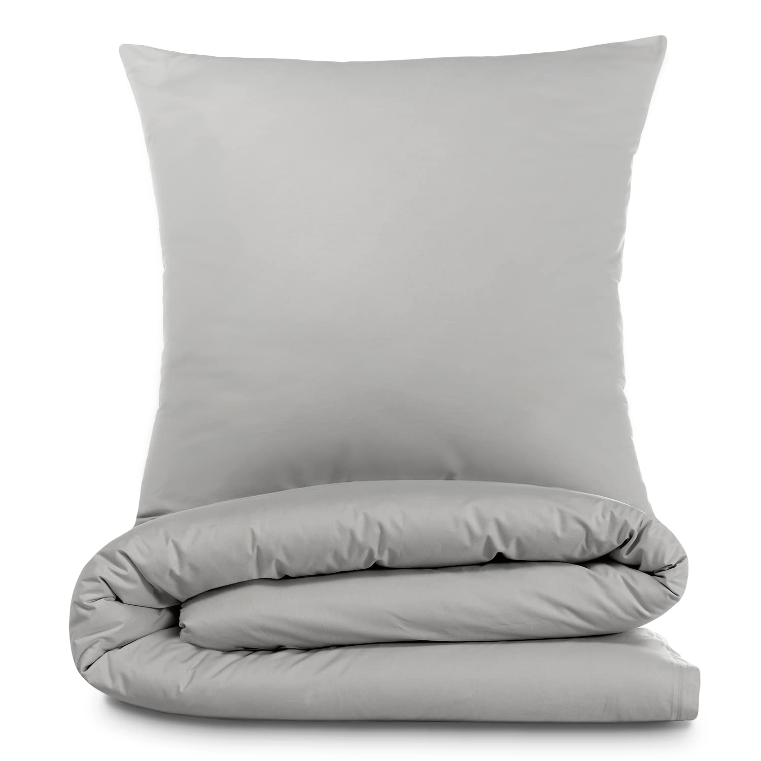 Alreya 2-delig renforcé beddengoed 135 x 200 cm met 1 kussensloop 80 x 80 cm - 100% katoen met YKK-ritssluiting, superzachte dekbedovertrek, Oeko-Tex®-standaard gecertificeerd, Grijs