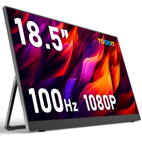 Image of Yodoit Portable Monitor for Laptop 100Hz 18.5 inch FHD 1080P Screen IPS Display with USB Type C Port and Speakers with Smart Cover Metal Compatible with PC, MacBook, Xbox (Black)