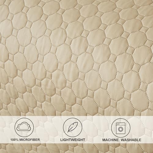 Image of 3 Piece Beige Daybed Cover Twin Size Cozy Daybed Sets Bedding Double Sided Quilting Cover Set Geometric Print Bedspread Coverlet All Season for Twin Bed with 2 Standard Shams,39 inchx75 inch