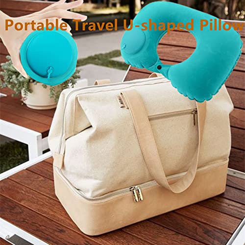 Almohada portátil inflable para viaje en forma semicircular miniatura 6