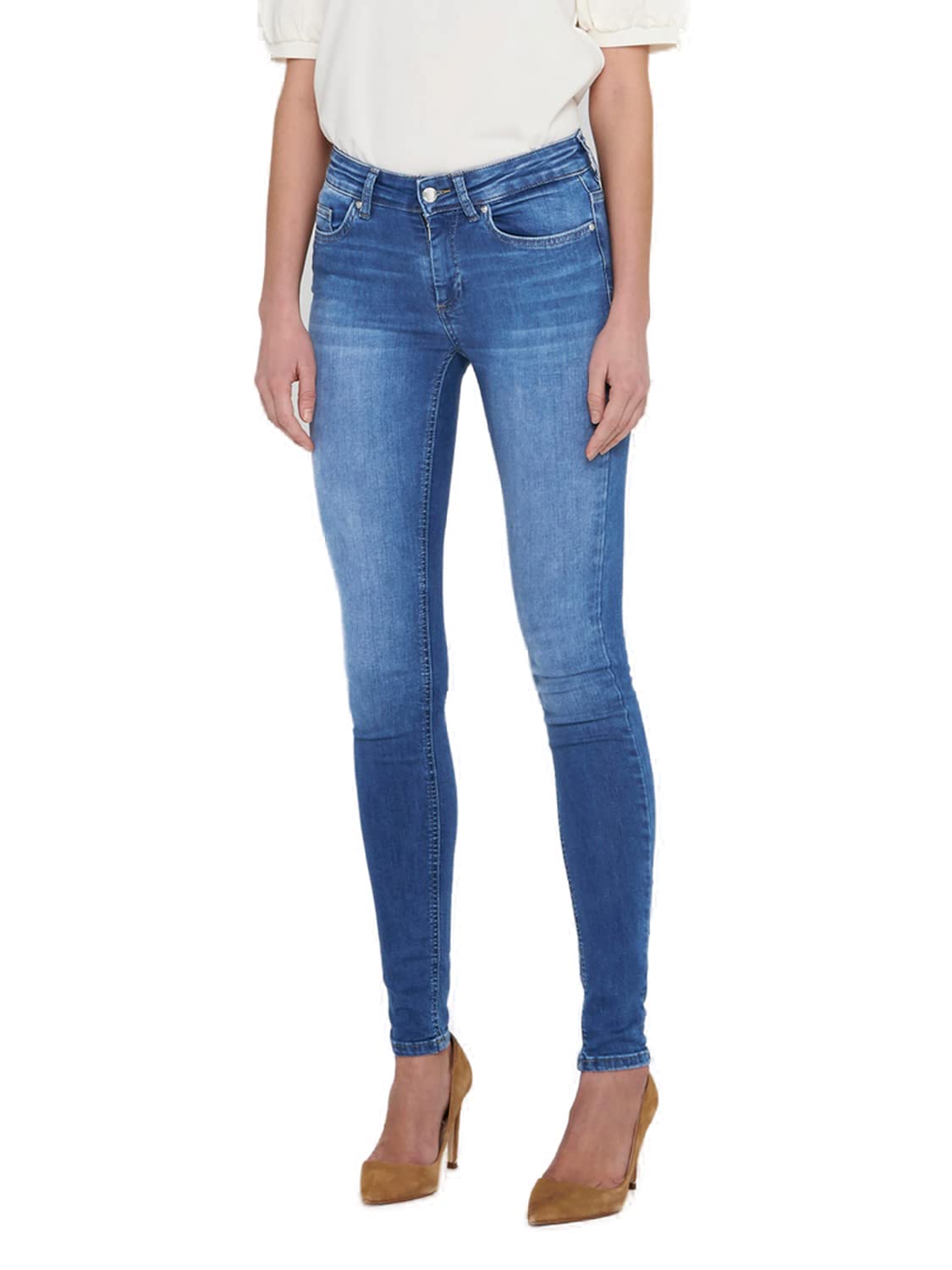 ONLY Women's ONLBLUSH Life MID Skinny REA12187 NOOS Jeans, Medium Blue (Medium Blue Denim), XL