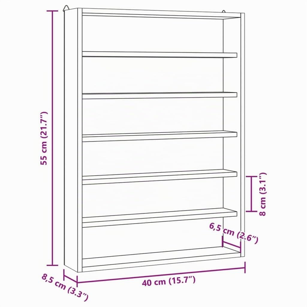 vidaXL Teca da Collezione in Legno con 6 Ripiani 40x8,5x55 cm