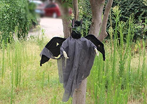 Halloween Wall Door Porch Tree Decoration Props Hanging Swing Witch on Broom w/ Welcome Wood Plaque for Role Play Coven Party,Bar,Haunted House,Indoor and Outdoor Decor (HAL-368)