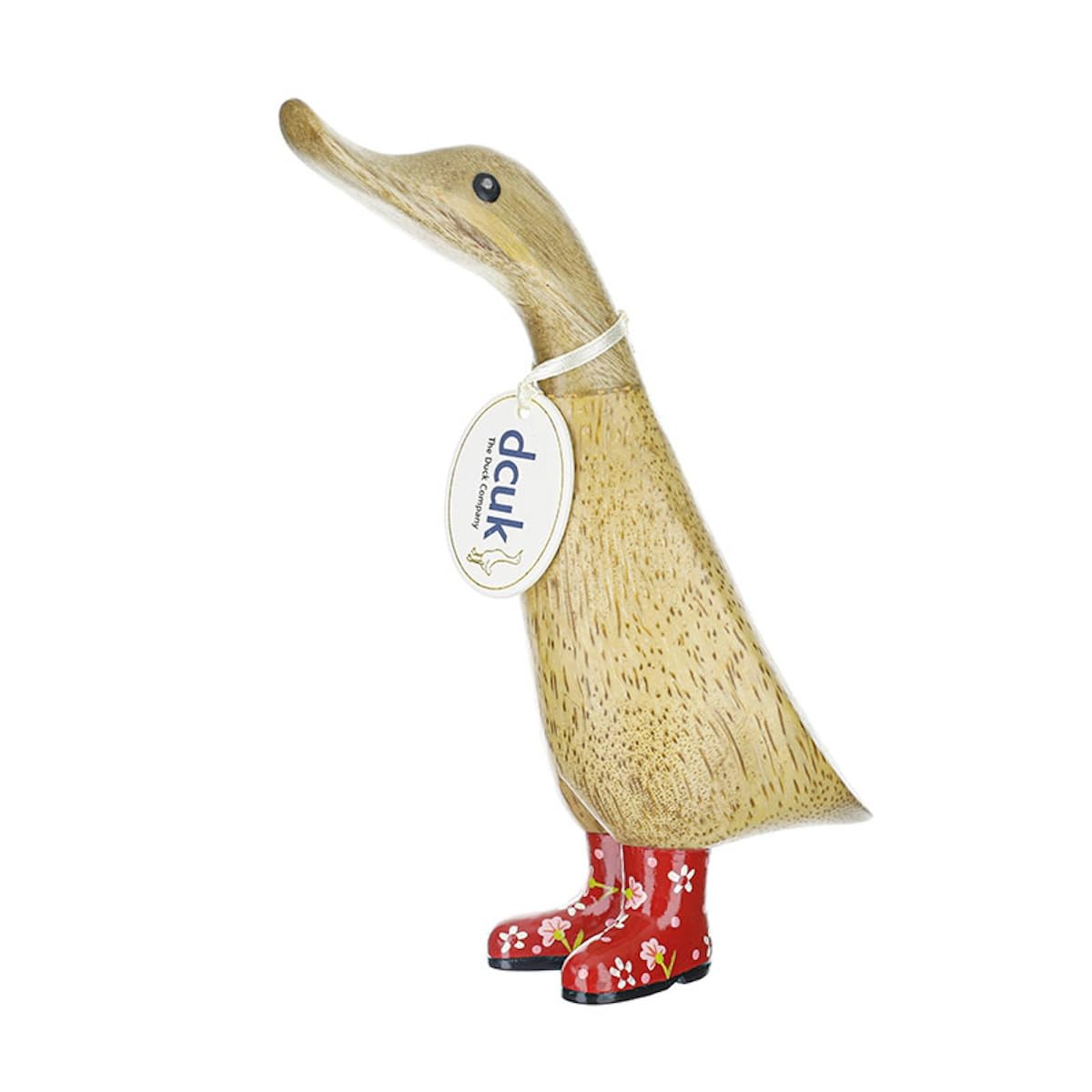 Dcuk Red Floral Wellies Wooden Duck Ornament