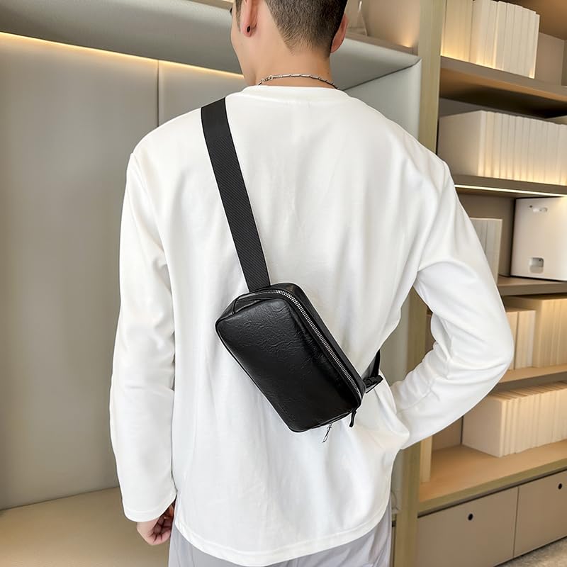 Image of Leather Chest Bag for Women, Crossbody Belt Bag Fanny Pack Purse Fashionable Waist Bags Handbag for Everyday Use Trip Walking Hiking
