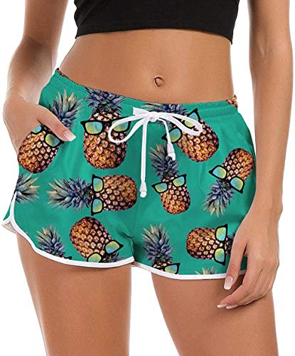 Goodstoworld Womens Pineapple Swim Shorts Boardshorts Tankini Pants Woman Hawaiian Vacation Yoga Blue Bathing Suits Summer Holiday Party Beach Swim Bottom Swimming Trunks Beachrider