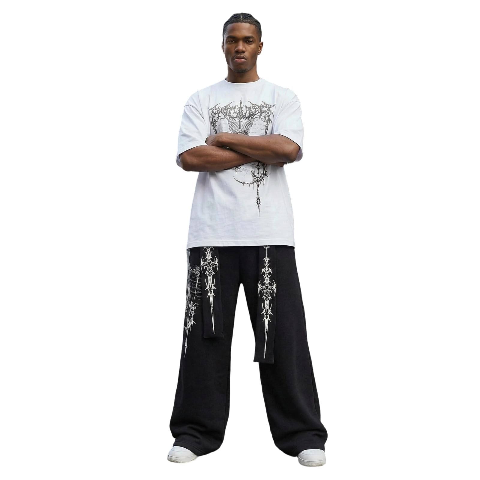 Amerikanische Retro-Jogginghose mit Buchstabenprint, Schnürung Geschwungenem Bein, Trendige Unisex-streetdance-Freizeithose, Figurformende Locker Sitzende Lange Hose Relax Hose Herren