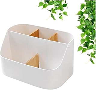 Organizador de escritorio, 5 compartimentos, organizador de oficina de bambú, caja de almacenamiento multifuncional, organizador de escritorio, para smartphones, bolígrafos, cosméticos,