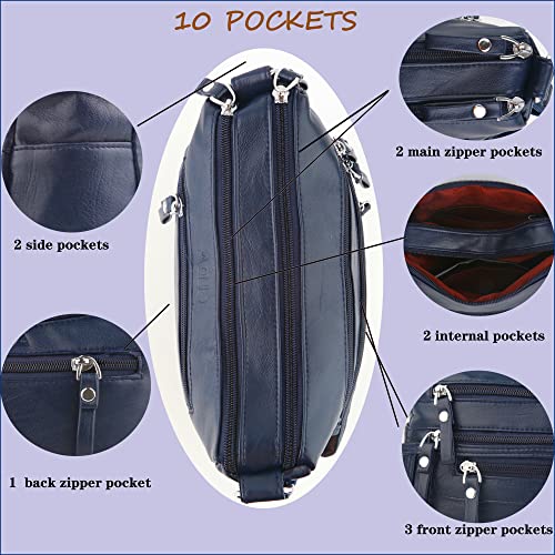 Image of ELDA 10 Pockets Crossbody Purses for Women Medium Pocketbooks Lightweight Ladies Satchel Bag Multi Pocket Shoulder Handbag