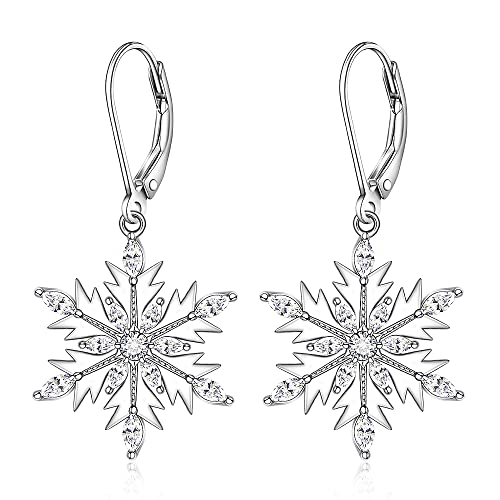 Christmas Snowflake Earrings Sterling Silver Cubic Zirconia Holiday Frozen Earrings For Girls Women Winter Jewelry #TOP2