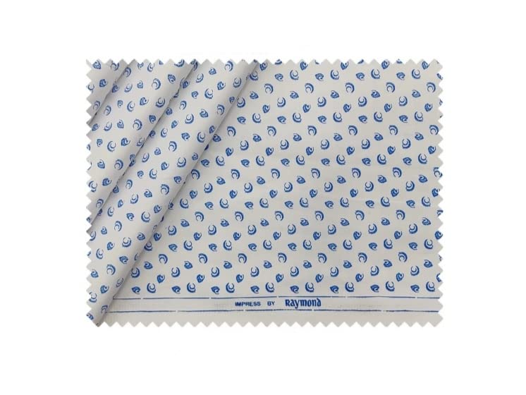 Raymond New Printed Shirt Fabric (White Blue Dobby Print)-picture-28