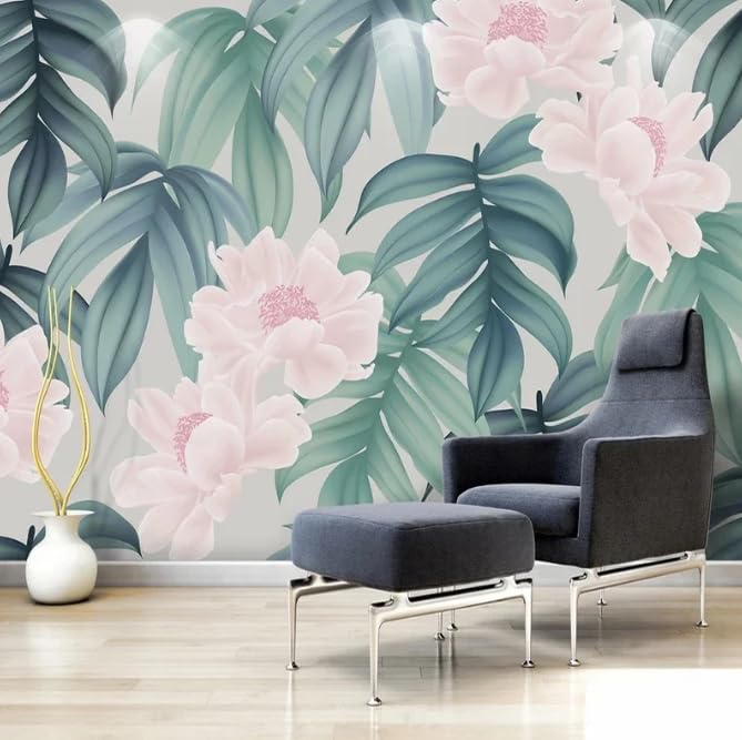 Papier peint tropical feuilles de bananier pour salon moderne
