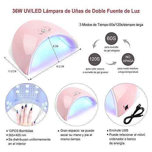 Shelloloh UV Gel Polish Set 10 Kleuren Gel Nagels Manicure Set 36W UV/LED Nagel Lamp UV Nagellak Set voor Nagelsalon Gel… - Afbeelding 4