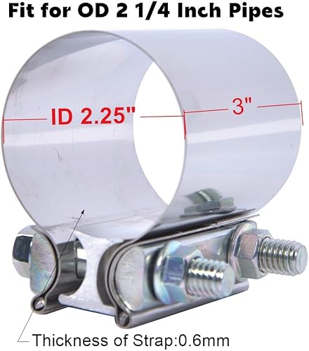 Vista 2 de Abrazadera universal de escape de junta a tope de 2 1/4 pulgadas, acoplador de manguito de abrazadera de sello de acero inoxidable de 57 mm/2.25