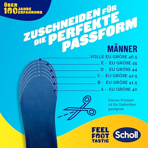 Scholl GelActiv Sport-Einlegesohlen für Männer, Ganztägig komfortable Laufschuheinlegesohlen für frische und kühle Füße, super Stoßdämpfung und Federung mit GelWave-Technologie, Größe 40 - 46,5