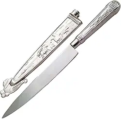 Faca Gaúcha Churrasco 6' Bainha Cabo Aço Inox Modelo Prateada Antiga