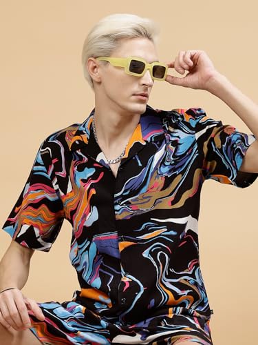 Image of Rigo Printed Co-Ord Set for Men's | Casual Shirt & Shorts Night Suit Set | Lounge-wear Nightdress Pajama Set for Men's | Night Wear, Beach Wear, Vacation Wear Outfit