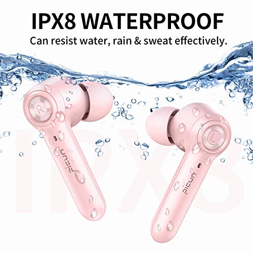 Picun True Wireless Earbuds 36 Hours Playtime, Bluetooth V5.0 Headphones, Hifi Immersive Bass In-Ear Headsets Ipx8 Waterproof Sports Earphones W/Hd Mic, Touch Control, Usb-C, Fit For Women Girl Pink #TOP3