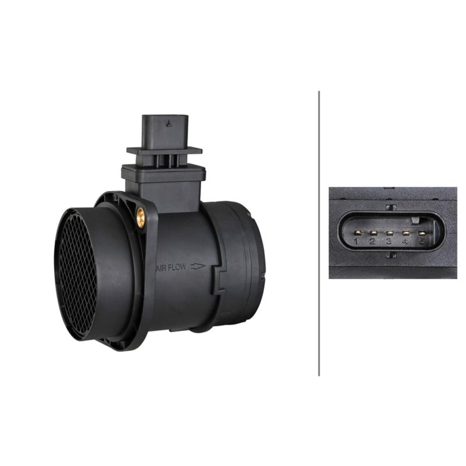 HELLA 8ET 009 149-191 Medidor de la masa de aire - 5polos - atornillado