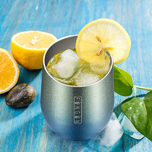 Stainless Steel Wine Tumbler with Lid, Fungun 4 Pack 12 OZ | Double Wall Vacuum Insulated Travel Tumbler Cup for Coffee, Wine, Cocktails, Ice Cream Cup With Lid and Straw