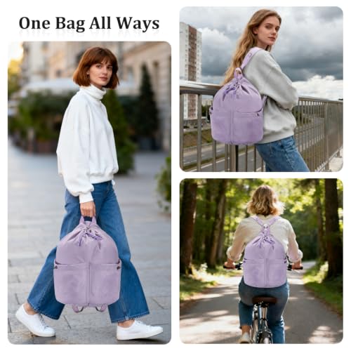 Image of HUA ANGEL Drawstring Backpack, Waterproof Nylon Sports Gym Bag, Travel Backpack for Women and Men for Sports, Travel