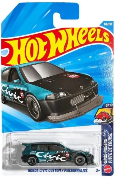 Hot Wheels Honda Civic Custom [Teal] Drag Racers 8/10, 159/250-1:64 Scale Diecast Toy Vehicle
