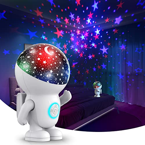 Kids Star Projector Night Light, Astronaut Starry Projector Lamp Birthday Christmas Gifts for Boys Girls, 360° Rotating 8 Kind Sky Projector Auto Timing With Energy Halo Cosmonaut Toys Baby Nightlight