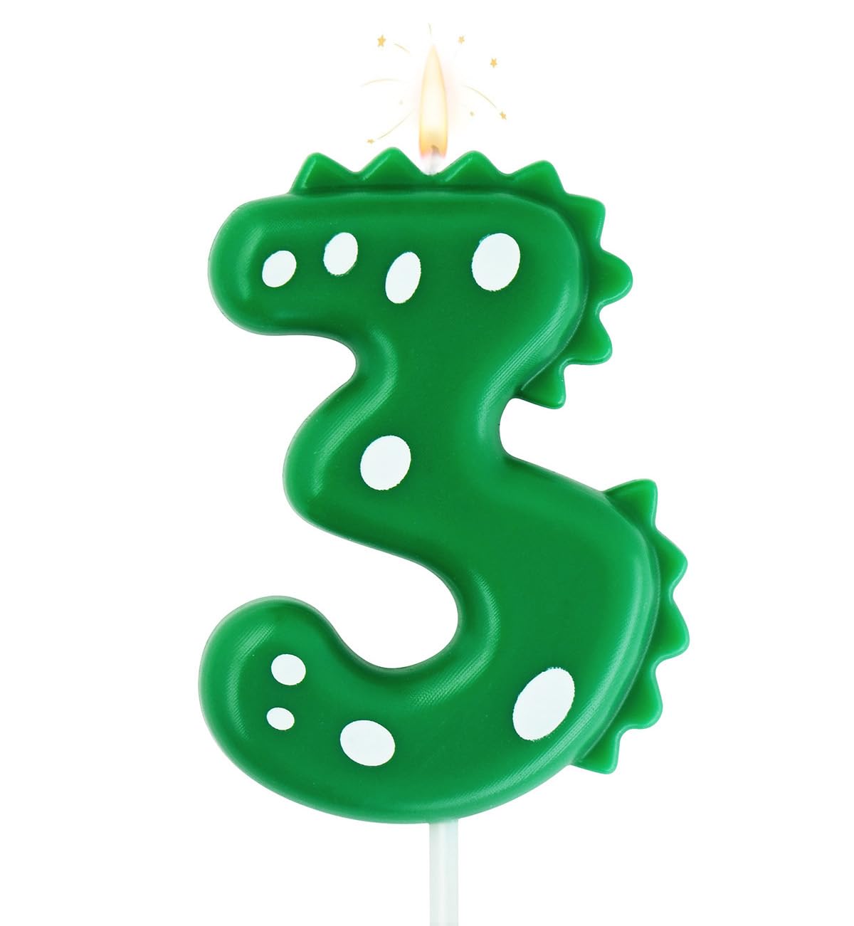 Eusbon Number 3 Birthday Candle 3 For Cakes, 7Cm Big Size Dinasour Number Candle For Cake Decoration, Dinasour Theme Forest Theme Birthday Party, Green