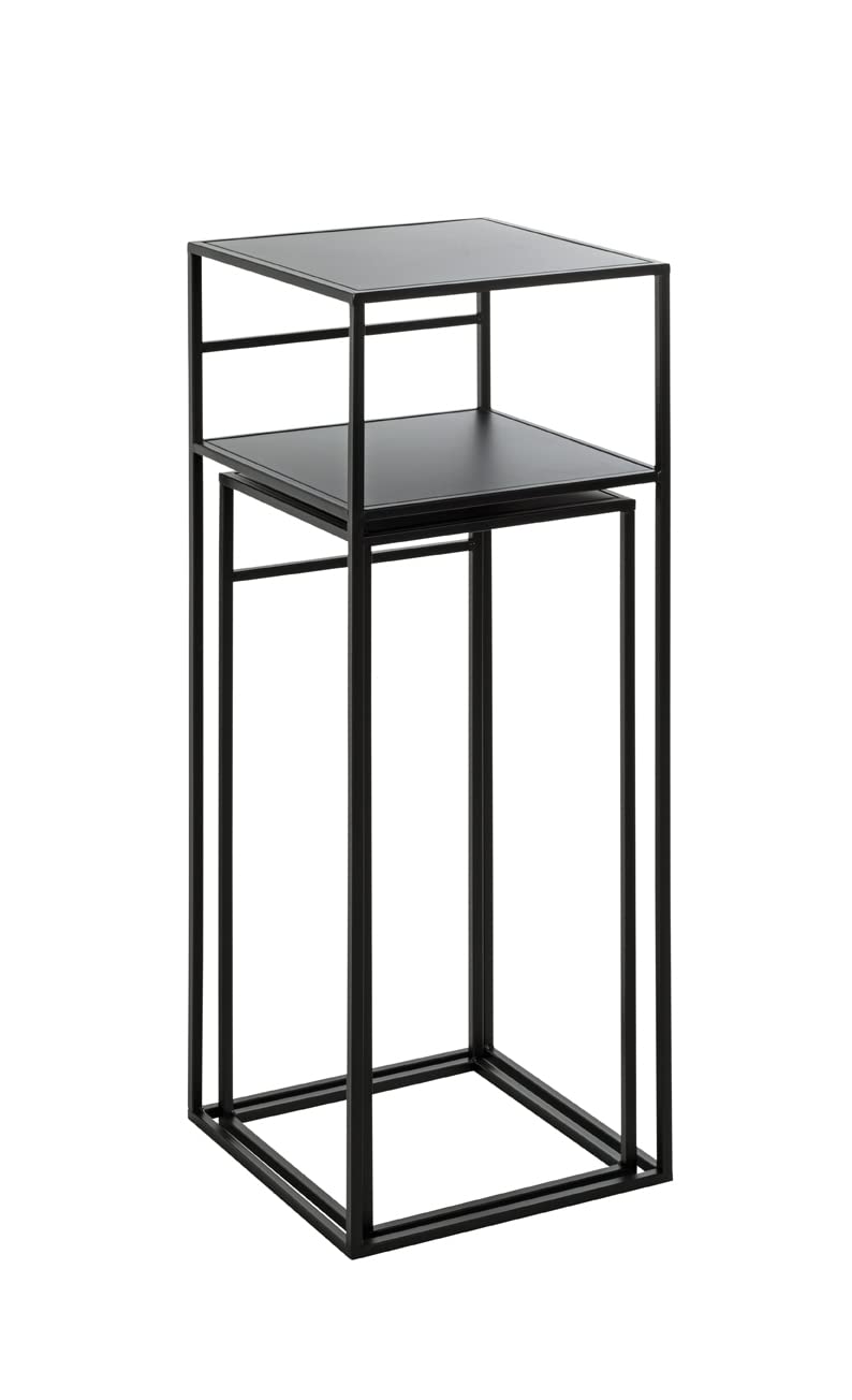 HAKU Set di 2 tavolini in metallo nero - Tavolini da salotto piccoli - Dimensioni: L 26/30 x A 63/85 x P 26/30 cm Stile: Moderno