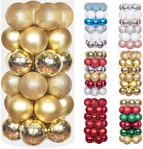 Christmas Baubles 30pcs 60mm Shatterproof Christmas Tree decorations Hanging Decoration for Xmas Tree,Christmas Ball Ornaments Christmas Decorations Indoor for Home Party Gift,Red&Gold &Silver
