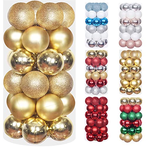 Image of EYQ Christmas Baubles 30pcs 60mm Shatterproof Christmas Tree Decorations Hanging Decoration for Xmas Tree,Christmas Ball Ornaments Christmas Decorations Indoor for Home Party Gift,Gold