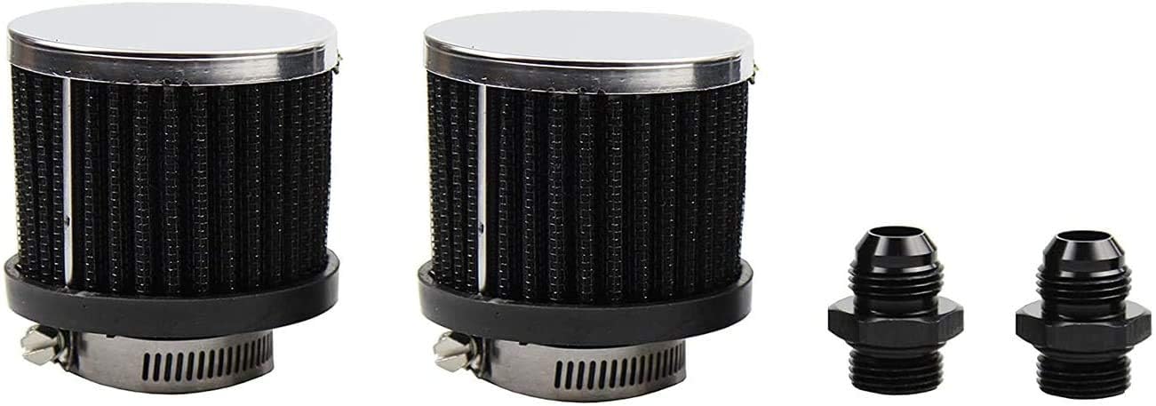 Soosee 1.2L Twin Baffle Dual Filter Engine AN8 Oil Catch Can Depvoir (Plata) (1.2L-Negro)