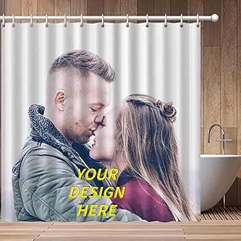 MLMYH Custom Shower Curtain, Personalized Customized Shower Curtain with Photo/Text/Logo/Design, for Home Bathroom Decor Birthday Christmas Personalized Gift, 36X72in/91X183cm Cover