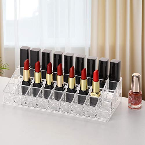 Acrylic Lipstick Organizer Clear Multi-Level Lip Gloss Holder Display Case 36 Slots Storage