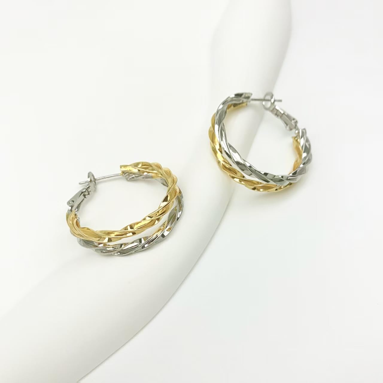 Two-Tone Dangle Earrings Tear drop Earrings Gold And Silver Front Back 2 in 0 Stud Earrings - Image 8