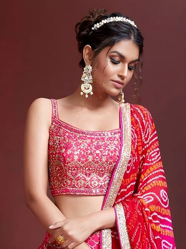 Image of Zeel Clothing Women's Silk Lehenga Choli With Dupatta Semi Stitched