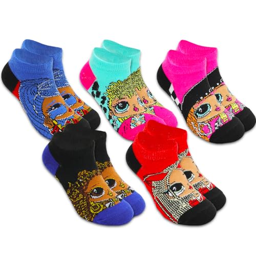 LOL Surprise OMG Socks for Girls - LOL Surprise Bundle with 5 Pairs of LOL Socks Kids Shoe Size 7-10 Plus Stickers | LOL Surprise Socks for Girls 4-6 Years2