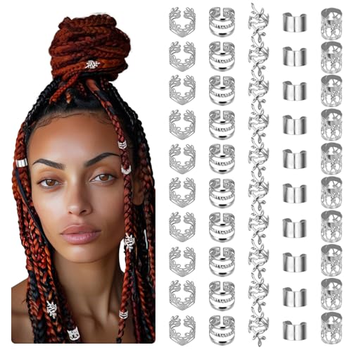Molain 50 peças Dreadlocks jóias para o cabelo, contas ajustáveis de metal para festivais, acessórios Dreadlock