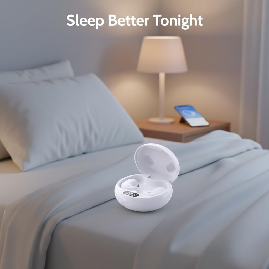 Auriculares de dormir premium invisibles Mini Bluetooth In Ear Mind Buds con elegante estuche de carga, diseño ultra ligero y cómodo para dormir de lado, funcionamiento silencioso para lujo