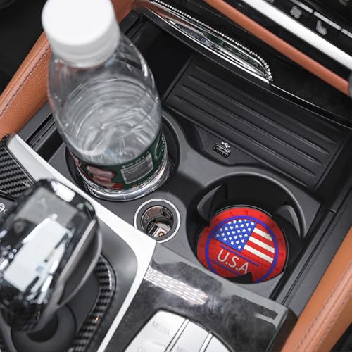 Portavasos para carro con diseño bandera USA, rojo, 2 piezas miniatura 6