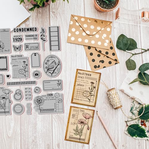 GLOBLELAND Art Journal Background Cling Rubber Stamp Art Journal Cling Mount Stamp Script Stamps Script Stamps for Card Making and Photo Album Decor Decoration and DIY Scrapbooking - Image 4