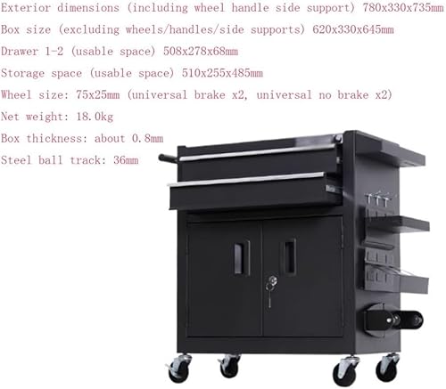 Miniatura 2 de Tool Box Auto Repair Tools Carts Toolboxes Tattoo Workstations Workshops Mobile Metal Tool Cabinets (Black) Tool Storage