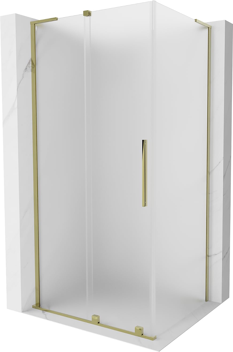Mexen - Velar L - Box doccia estensibile 120 x 90 cm, colore grigio, oro