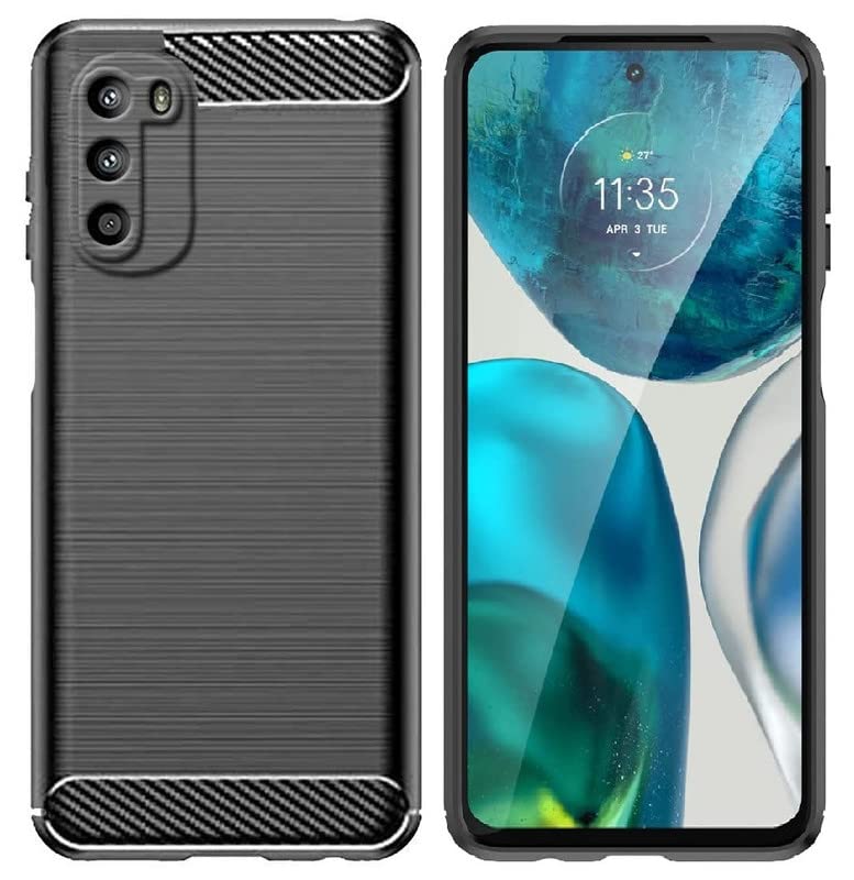 Image of NPRC Hybrid Ultra Slim Protective Case TPU Non-Slip Carbon Fiber Texture Shockproof Case Cover for Moto G82 - Black