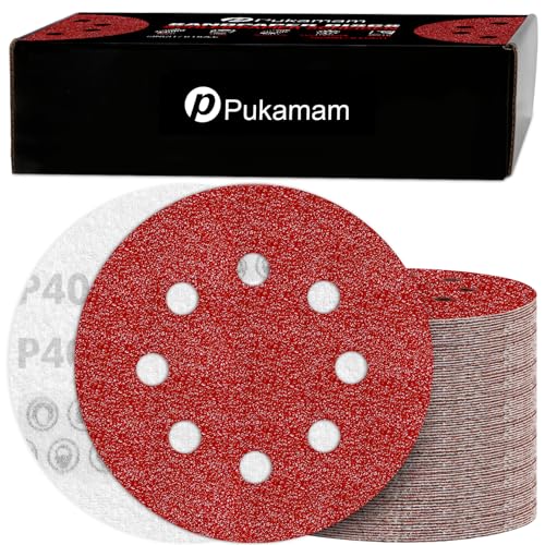 120PCS 125mm Sanding Discs 40 Grit for Random Orbital Sander Hook and Loop Sandpaper Set