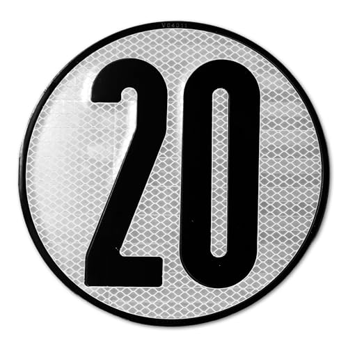 Placa V-4 Homologada Aluminio 200 mm – Velocidad Máxima Permitida 20 km/h – Señal Reflectante para Vehículos Especiales