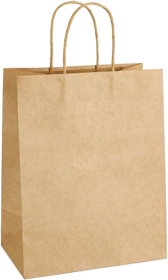 100Pcs Brown Paper Bags 7.8×4.25×10.6″ Paper Gift Bags with Handles for Wedding Party Craft Retail Packaging ,Recycled Twist handles Shopping Bags (Brown,S-100) 100Pcs Brown Paper Bags 7.8×4.25×10.6″ Paper Gift Bags with Handles for Wedding Party Craft Retail Packaging ,Recycled Twist handles Shopping Bags (Brown,S-100)