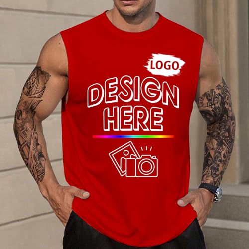 Custom Mens Sleeveless Shirt Personalized Mens Sleeveless Tank Design Your Own Image Logo Text Tank Top for Gifts Dad3