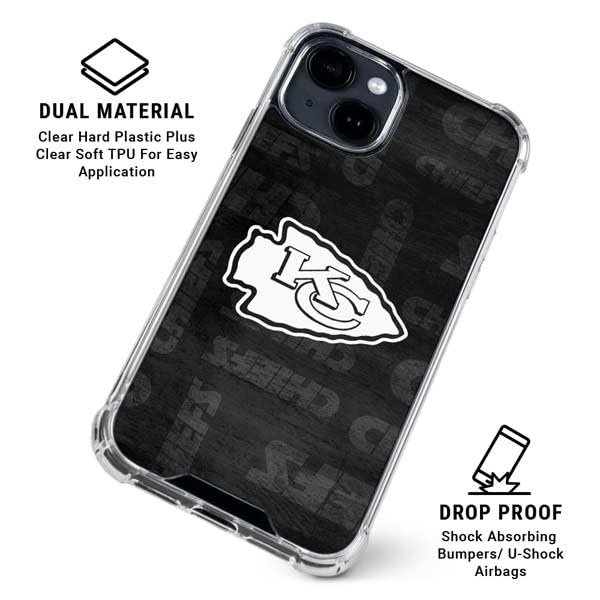 Skinit Clear Phone Case Compatible with iPhone 14 - Officially Licensed NFL Kansas City Chiefs Black & White Design