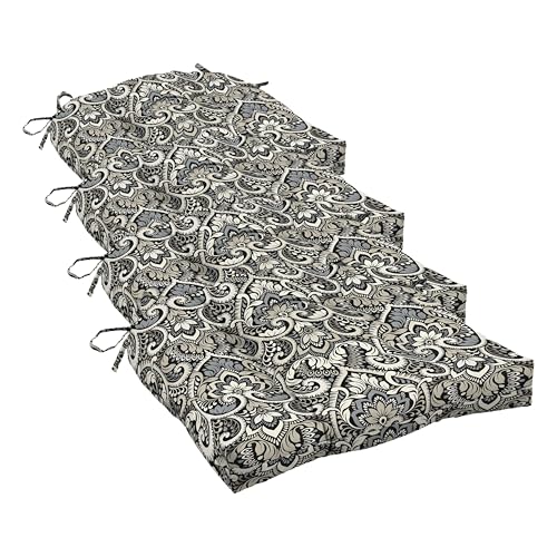 Image of Arden Selections Rocking Chair Cushion, 21 x 21, Rain-Proof, Fade Resistant, Cushion for Rocking and Outdoor Chairs 18 x 20, Black Aurora Damask (Pack of 4)